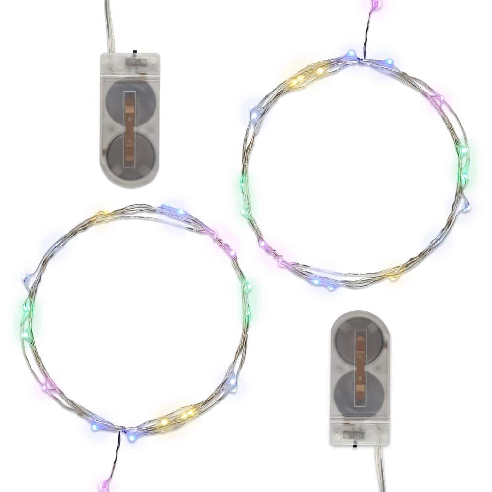 LUMABASE 40-Light Mini Battery Operated Waterproof String Lights in Warm  White (2-Count) 64102 - The Home Depot