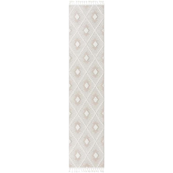 Unique Loom Boho Lilah Ivory 2 ft. 7 in. x 12 ft. Area Rug