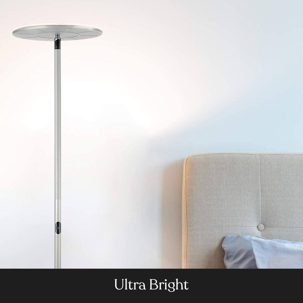 Nickel Matte 67" LED Torchiere Floor Lamp with 3-Way Touch Switch