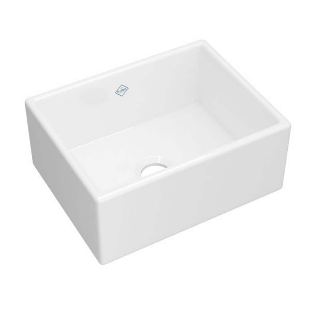White Fireclay Single Bowl Farmhouse Apron Sink