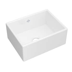 Shaker 24 in. Farmhouse/Apron-Front Single Bowl Fireclay Kitchen Sink in White