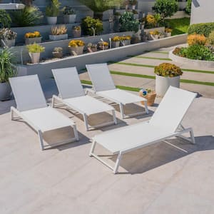 Myers White Metal Outdoor Patio Chaise Lounge (Set of 4)