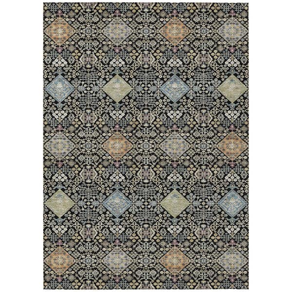 Chantille Machine Washable Indoor/Outdoor Abstract ACN2440 Black 10 ft. x 14 ft. Area Rug