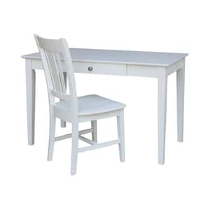 Brooklyn 48 in. W White Solid Wood Writing Desk and Chair Set (2-Piece set)