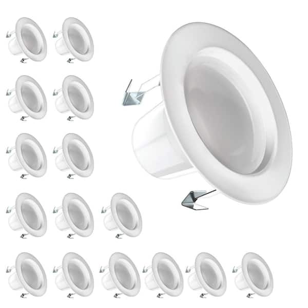Feit Electric 4 in. Integrated LED White Retrofit Recessed Light Trim Dimmable CEC Downlight Selectable CCT, 16-Pack