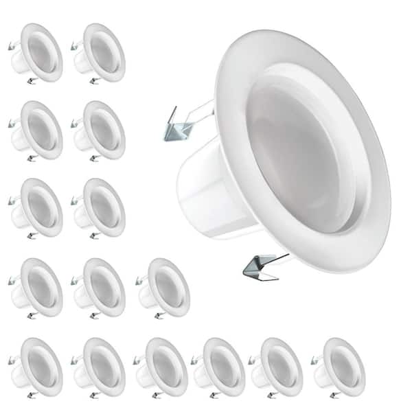 Feit Electric 4 in. 775 Lumens High Output Selectable CCT Dimmable Integrated LED Retrofit Recessed Light Trim Kit, White 16-Pack