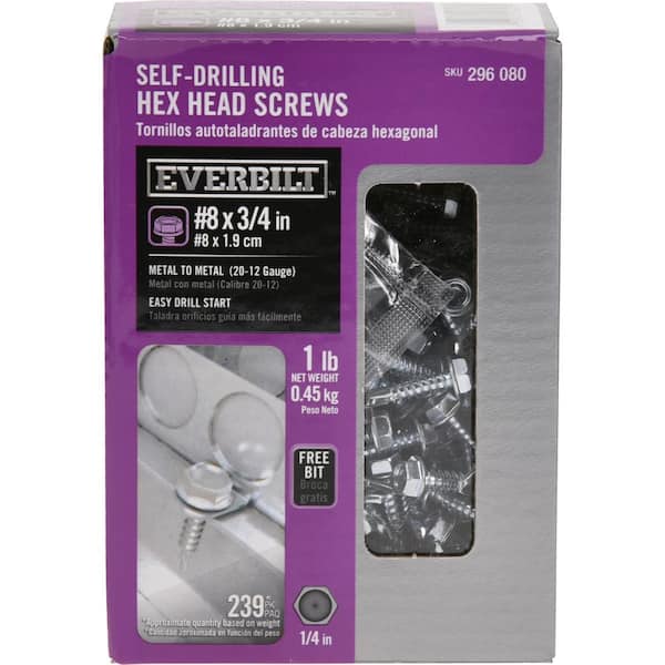 Everbilt #8 3/4 in. External Hex Flange Hex-Head Self-Drilling Screws 1 lb.-Box (239-Piece)