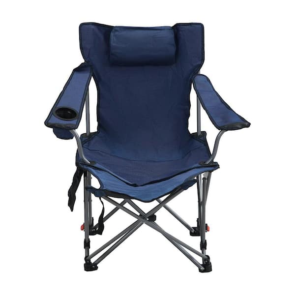 Outdoor Camping Chairs Folding/Portable/Adjustable Reclining Chair, Side Pockets and Cup Holder, Carry Bag, Dark Blue