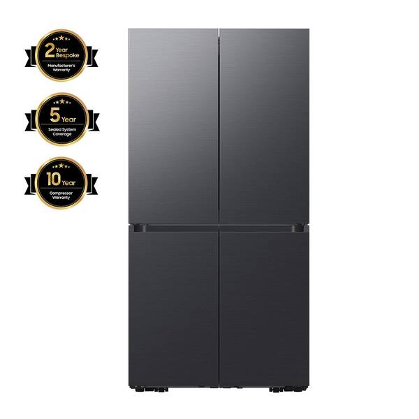 Samsung Bespoke 23 cu. ft. 4-Door Flex French Door Smart Refrigerator with Beverage Center in Matte Black Steel, Counter Depth
