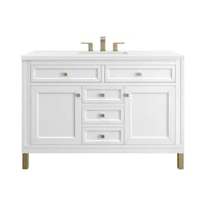Chicago 48.0 in. W x 23.5 in. D x 34 in. H Bathroom Vanity in Glossy White with White Zeus Quartz Top