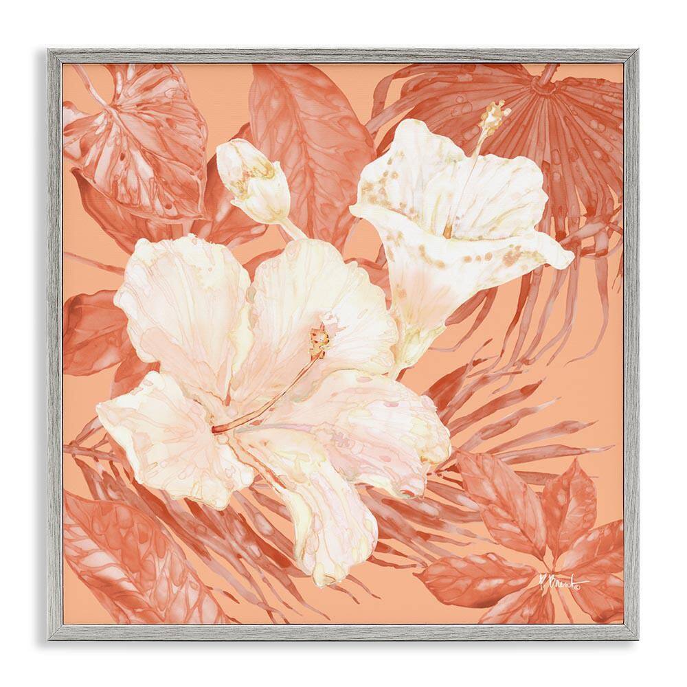 Hibiscus & Leaf Bunch by Paul Brent Gray Framed Nature Giclee Art Print 12 in. x 12 in. price history on PriceWatchPro
