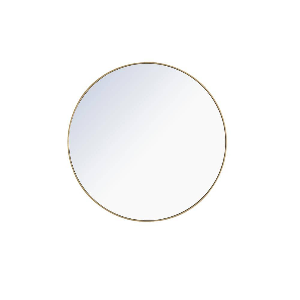 Timeless Home 48 in. W x 48 in. H Contemporary Metal Framed Round Brass ...