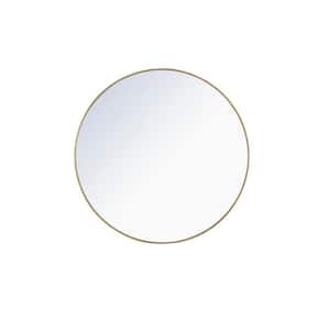 Timeless Home 48 in. W x 48 in. H Contemporary Metal Framed Round Brass Mirror
