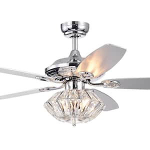Makore 52 in. Indoor Chrome Finish Remote Controlled Ceiling Fan with Light Kit