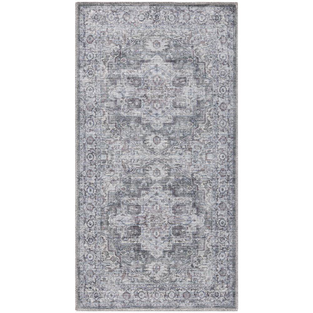 Machine Washable Series 1 Ivory Grey 3 ft. x 5 ft. Distressed Traditional A