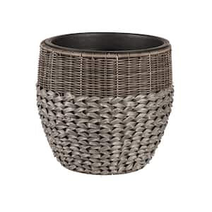 14 in. Resin Wicker Planter with Plastic Pot