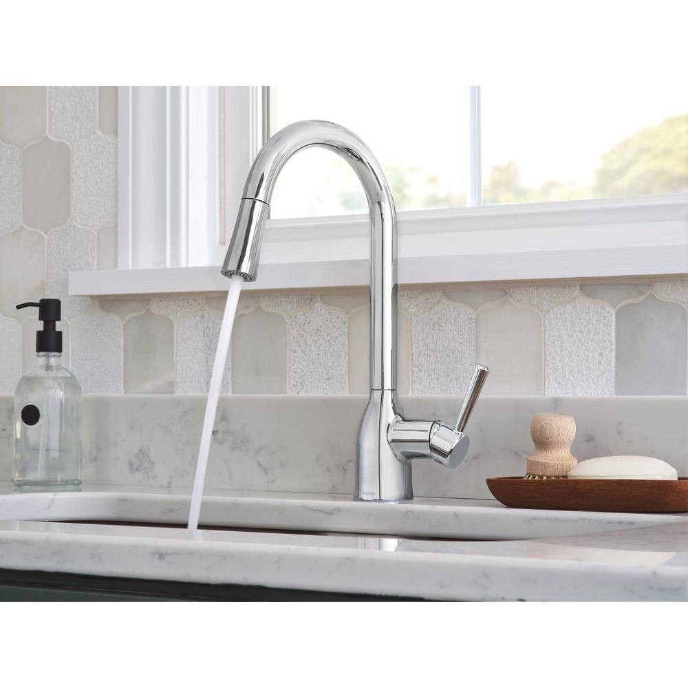 Chrome High Arc Single Handle Kitchen Faucet with Pull-Down Spray
