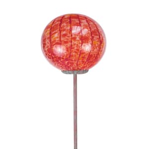 8 in. Elliptical Lollipop KD Globe Stake Planter Accessory- Orange/Red