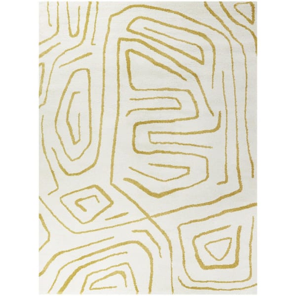 BALTA Pollock Cream/Gold 5 ft. 3 in. x 7 ft. Abstract Area Rug