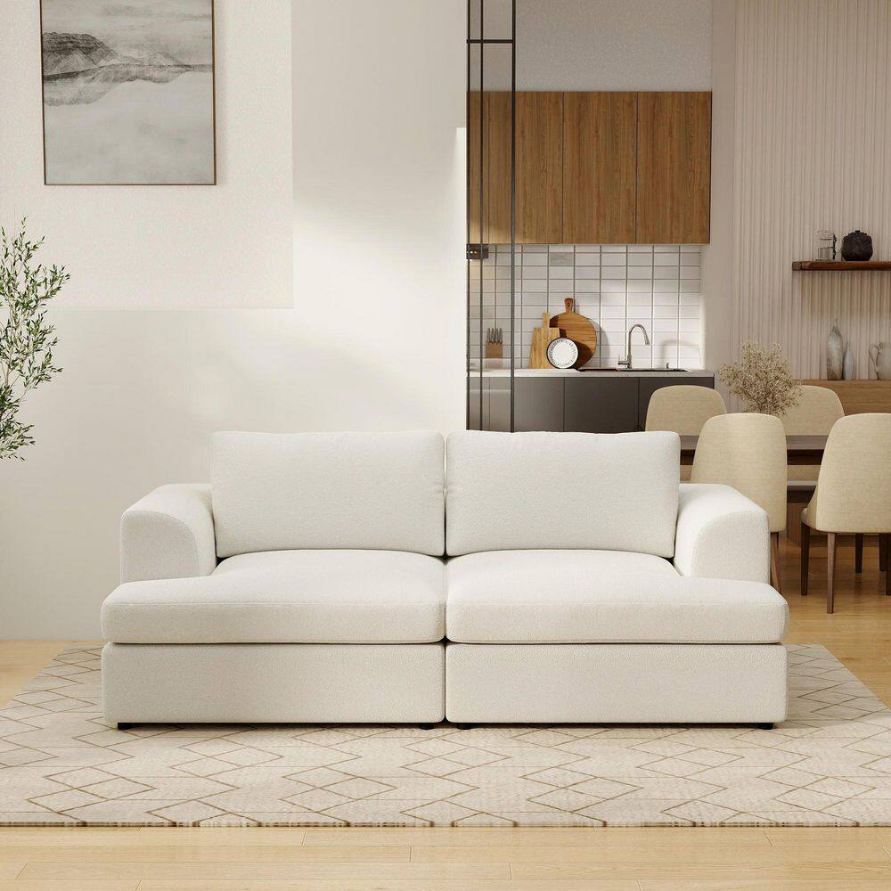78.7 in. Flared Arm 6-piece Boucle Fabric Modular Sectional Sofa Oversized Cloud Loveseat with Washable Covers in Beige price history on PriceWatchPro