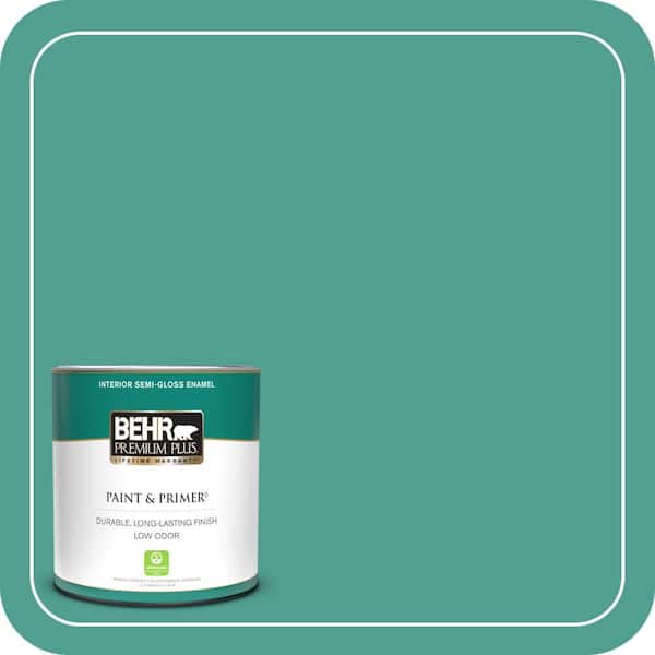 BEHR PREMIUM PLUS 1 qt. Home Decorators Collection #HDC-WR15-9 Aqua Revival Semi-Gloss Enamel Low Odor Interior Paint & Primer