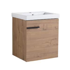 18-1/8 in. W x 14-15/16 in. D x 20-7/8 in. H Bath Vanity in Imitative Oak with White Ceramic Top