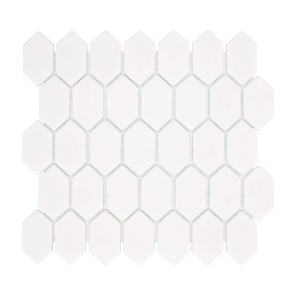 White Hexagonal Matte Glass Mosaic Tile Sheets