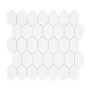 Picket 10.7 x 10.1 in. White Long Hexagon Recycled Glass Marble Looks Mosaic Floor & Wall Tile (10-Tiles, 8 sq. ft.)