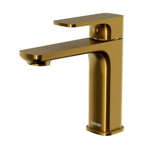 Venda Single-Handle Single-Hole Basin Bathroom Faucet with Matching Pop-Up Drain in Gold