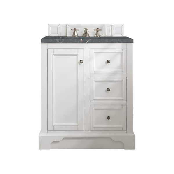 James Martin Vanities De Soto 31.3 in. W x 23.5 in. D x 36.3 in. H Bathroom Vanity in Bright White with Parisien Bleu Silestone Quartz Top