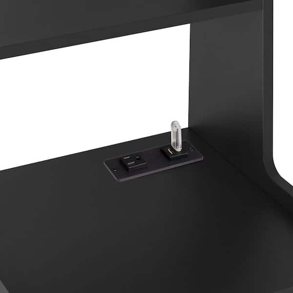 カウンター ハンドメイド Black MDF Smart Nightstand Bedside Tables with Charging Station