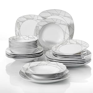 Serena 24-Piece White Porcelain Dinnerware Set (Service for 6)