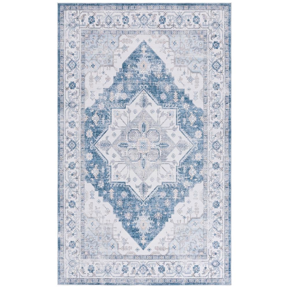 Aztec Arizona Rug SAFAVIEH Arizona 8 ft. x 10 ft. Ivory/Blue Machine Washable Aztec ...