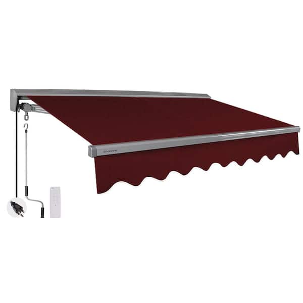 Advaning 13 ft. Classic Series Semi-Cassette Electric w/Remote Retractable Patio Awning, Burgundy (10 ft. Projection)