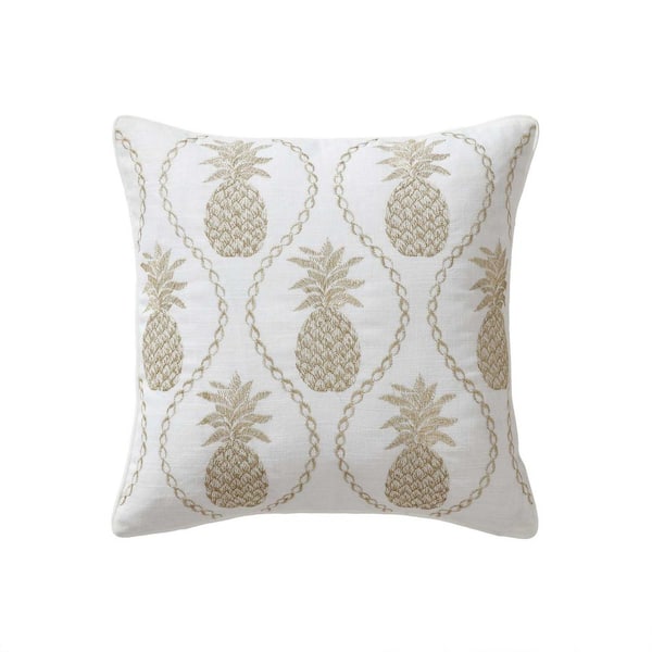 Golden Pineapples Gold Felt 20 x 20 Square Throw Pillow