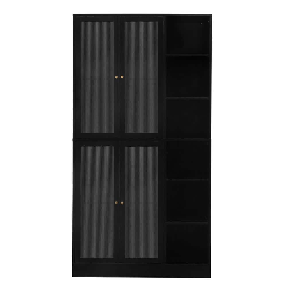36.22 in. W x 15.75 in. D x 70.87 in. H Black Linen Cabinet Kitchen Pantry 