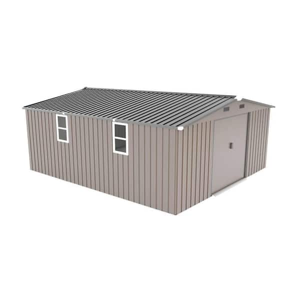 10 ft. W x 12 ft. D Brown Metal Garden Tool Shed with 2 Windows (120 sq. ft. )