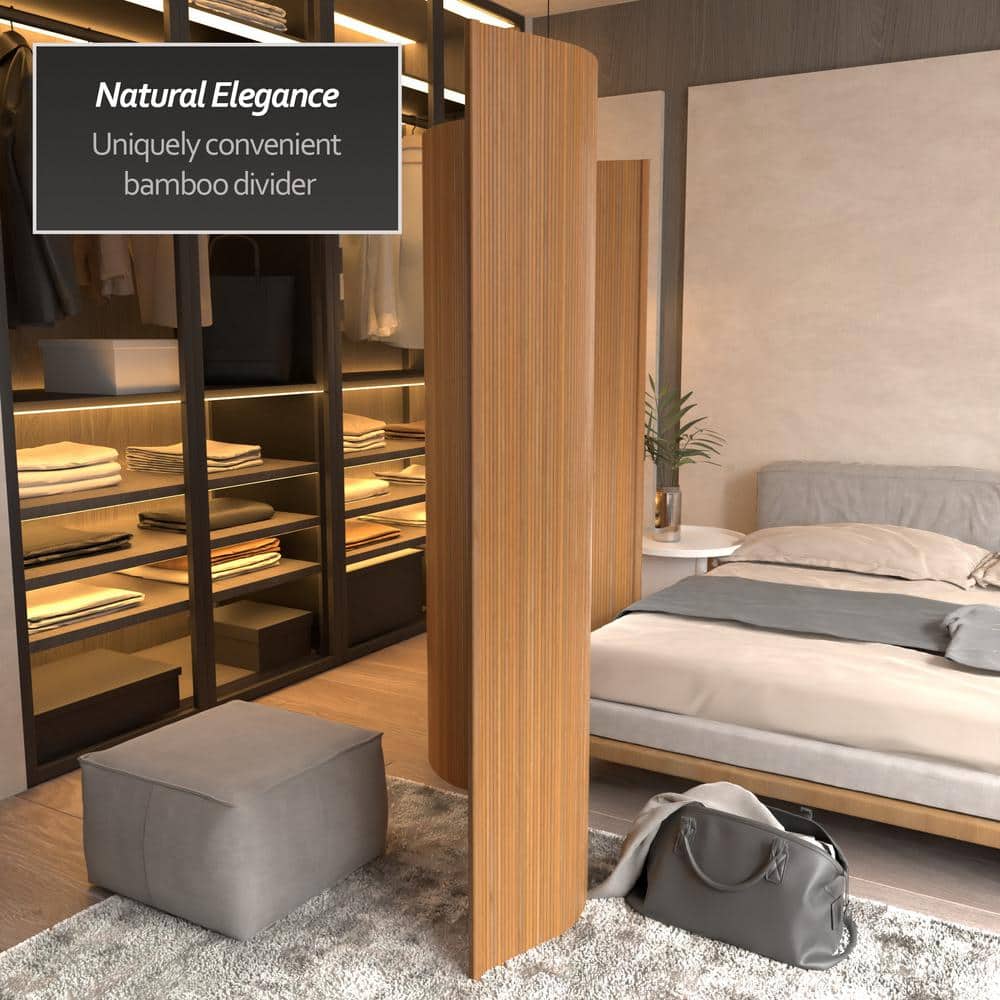 Natural Bamboo Wave Design Folding Room Divider