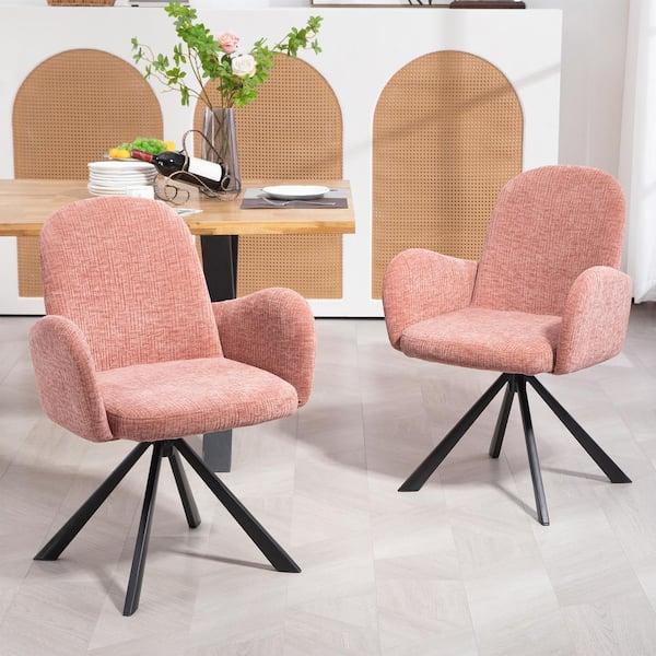 Glamour Home Beacher Pink Linen Fabric Dining Chair (Set of 1)