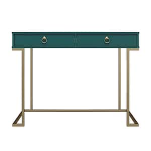 Camila 41.65 in. Emerald Green Writing Desk with Charging Station