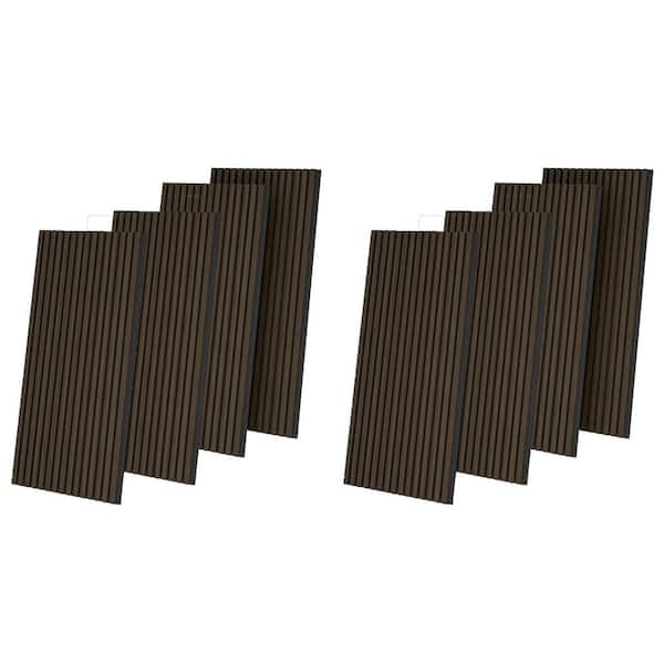 Wooakway 94 in. x 94 in. Walnut Acoustic Soundproof Slat Wall Panels 3D ...