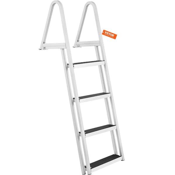 VEVOR 4-Step Dock Ladder with Nonslip Rubber Mat Aluminum Alloy Boat Ladder 350 lbs. Load Capacity for Above Ground Pool