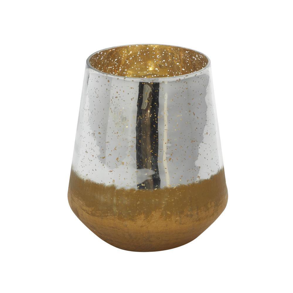 Gold and Silver Glass Hanging Candle Lantern, 7"