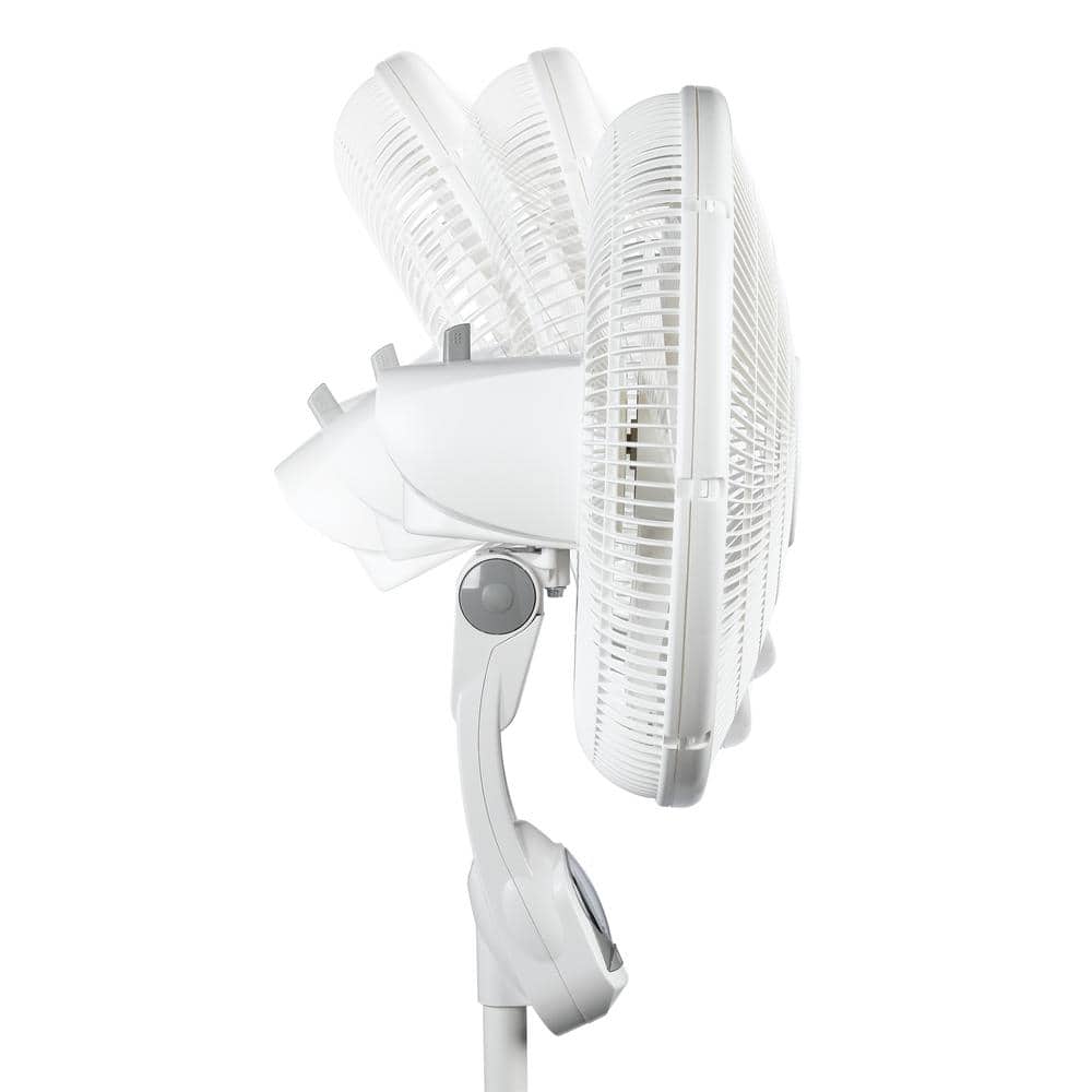 White Adjustable Height Oscillating Floor Fan with Remote Control