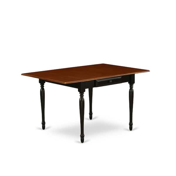 East West Furniture 3-Piece Black and Cherry Finish Solid Wood Top With Dropleaf Dining Table Set