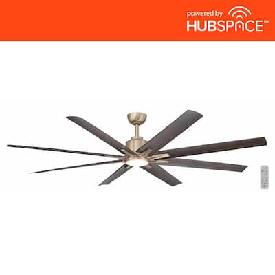 Kensgrove II 72 in. Smart Indoor/Outdoor Gold Ceiling Fan with Adjustable White with Remote Included Powered by Hubspace