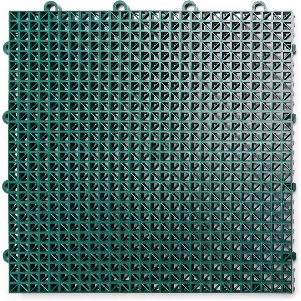 12 ft. x 12 ft. Outdoor Modular Interlocking Multi-Use Plastic Deck Tile in Green (40 Per Pack) price history on PriceWatchPro