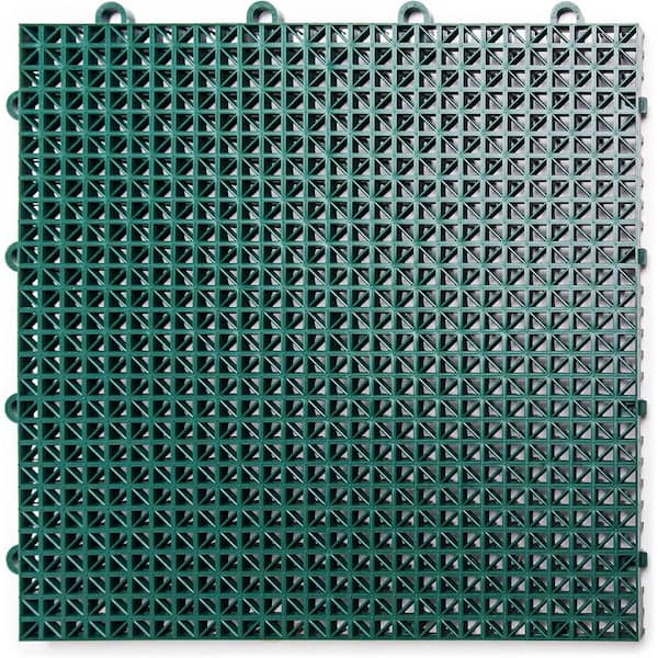 Afoxsos 12 ft. x 12 ft. Outdoor Modular Interlocking Multi-Use Plastic Deck Tile in Green (40 Per Pack)