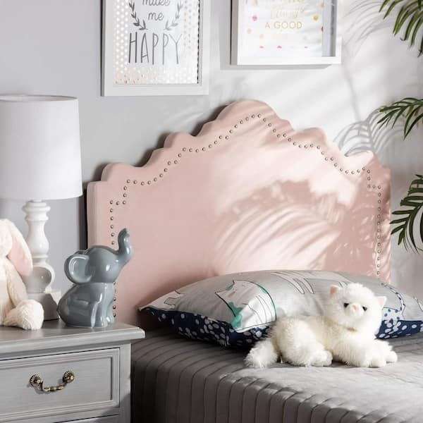 Pink Twin Velvet Upholstered Heaboard, Sturdy Bed-Frame Mount Headboard