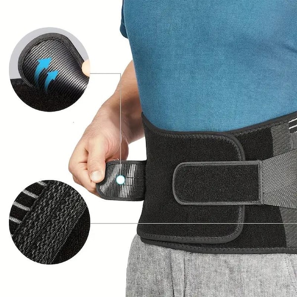 FREETOO Air Mesh Back Brace for Men Women Lower Back Pain Relief with 7  Stays, Anti-skid, Adjustable Lumbar Support Belt for Work for Sciatica